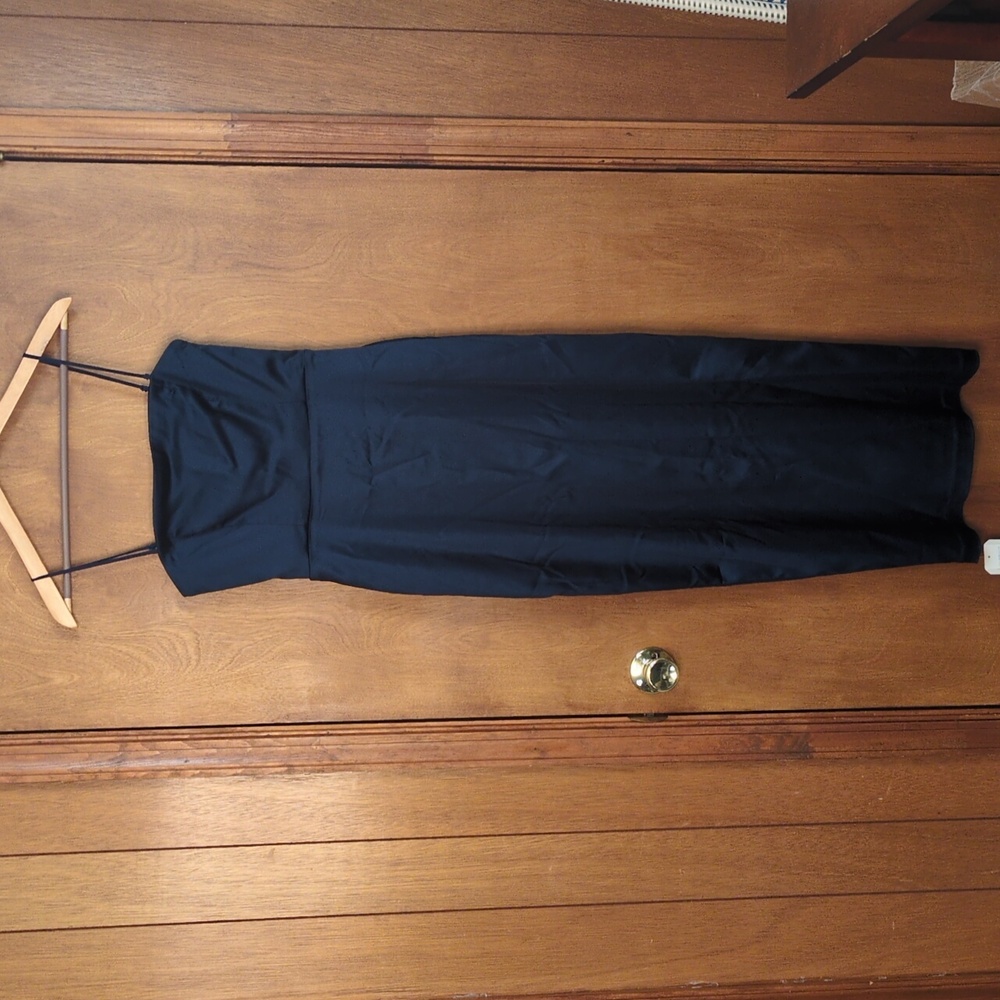 Abercrombie And Fitch Satin Maxi Dress In Navy Size S - Picture 4 of 13